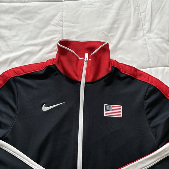 Nike Mens Size Medium Jacket Red Blue Full Zip Track USA Olympic Collared - Picture 2 of 8